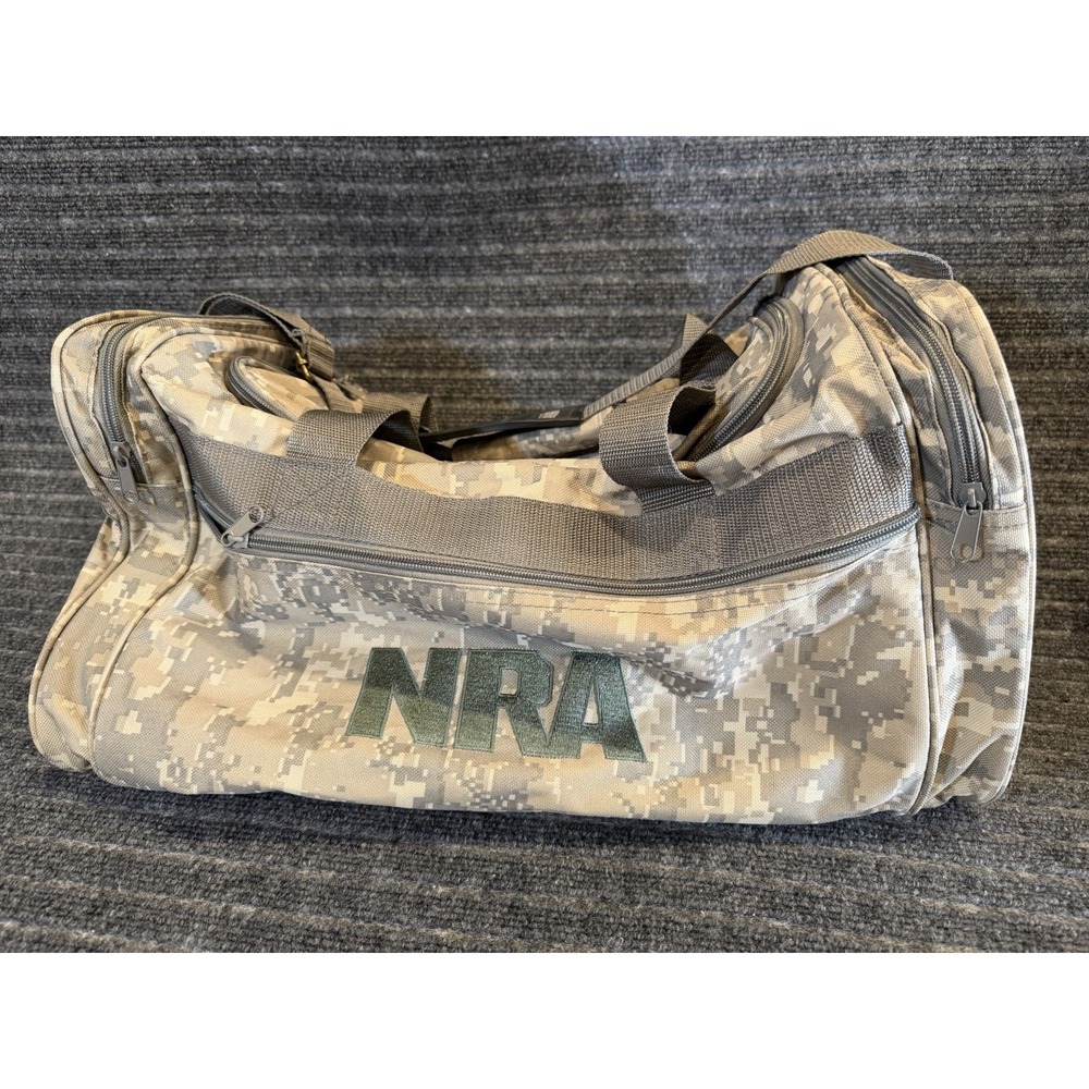 NRA National Rifle Association Digital Camo Print Duffel Bag Green Tan USA